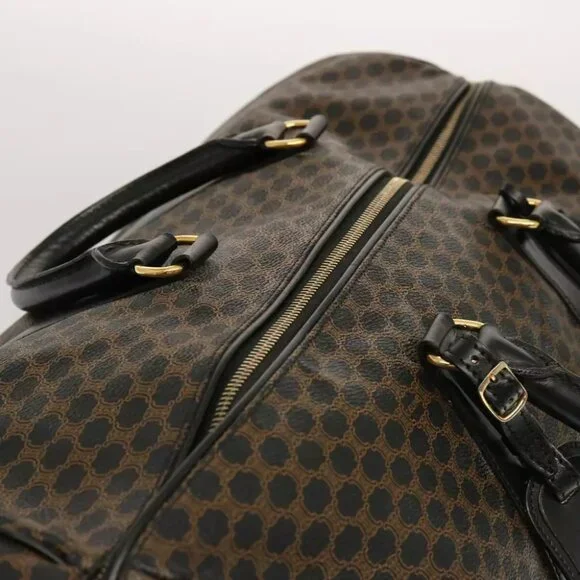 CELINE Macadam Canvas Boston Bag PVC Black Auth